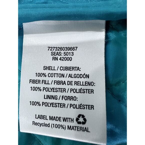 VTG Basic Editions Women's Quilted Corduroy Jacket Vest Size M Teal Floral - Picture 15 of 16